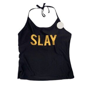 BOBBIE BROOKS Tankini Swim Top Halter Slay Graphic